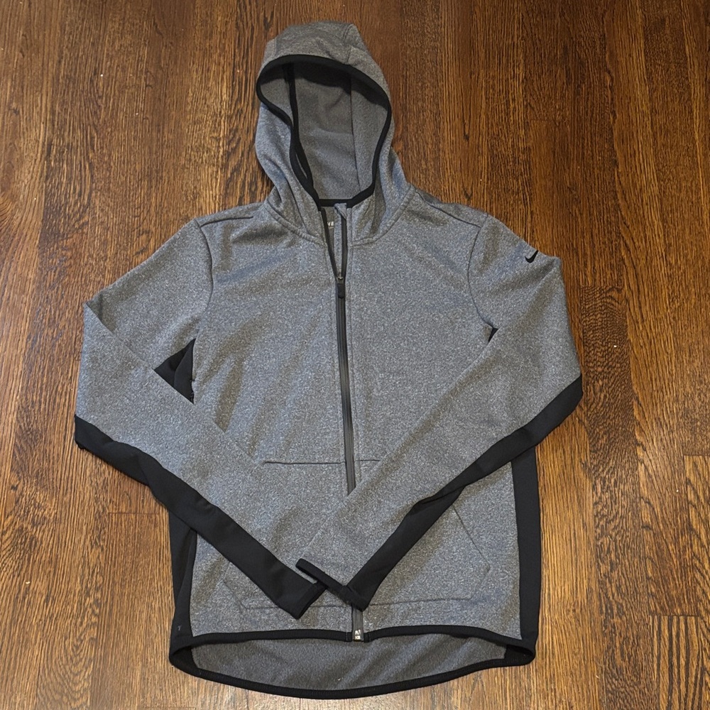 Nike Gray and Black Hooded Full-Zip Jacket size small